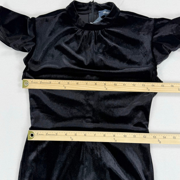 Mod Cloth Women's Shine With Me Velvet Jumpsuit XS Black Flutter Sleeve - Picture 14 of 16